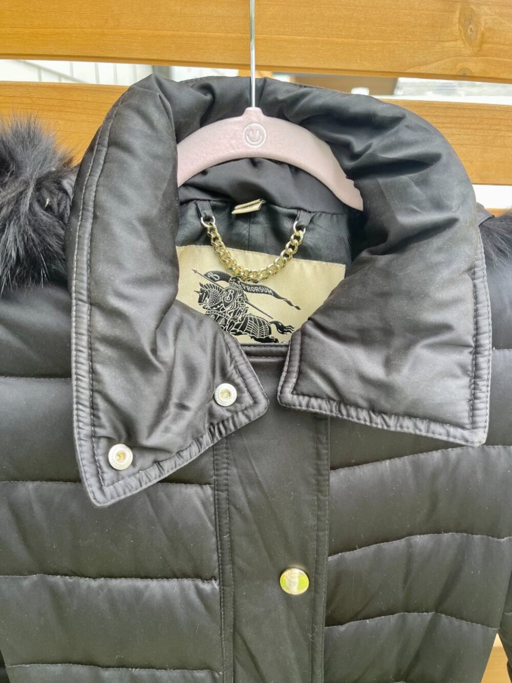 Burberry London Black Quilted Down Fox Fur Hooded Puffer Belted - Size 4. - Picture 7 of 14